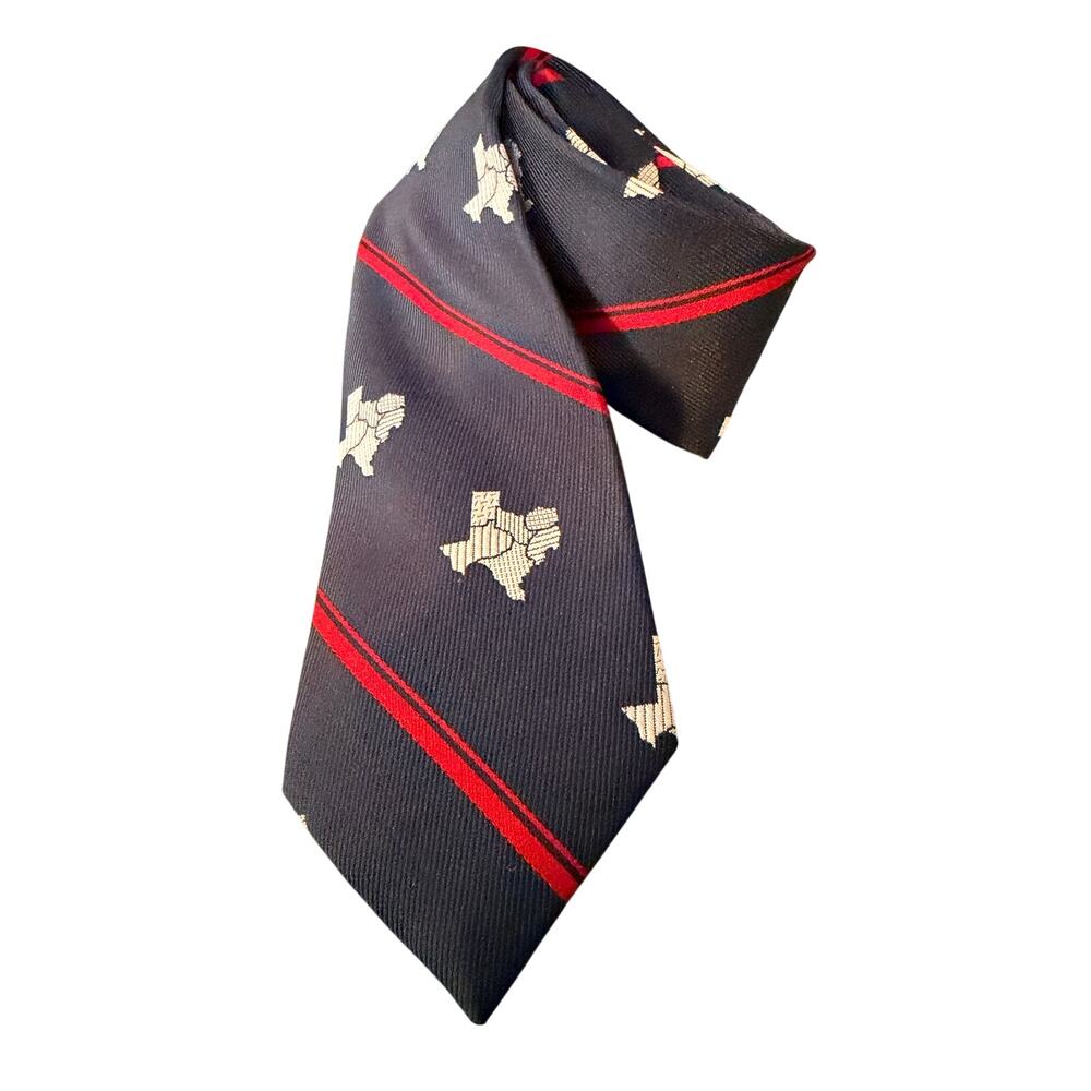 Pierre Cardin Tie Navy Red Stripe Texas Novelty‎ Silk Necktie USA